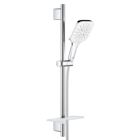 GROHE Vitalio Smaractive 130 Cube ensemble de douche - 60cm - douchette carrée - 3 types de jet - flexible de douche lisse - avec porte-savon - chrome SW705165
