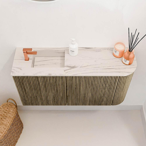 Mondiaz JOYA-DLUX 81.6cm toiletmeubel - ronding rechts kleur Dusk - Wastafel FAYE positie Links 1 kraangat kleur Nata. SW1425928