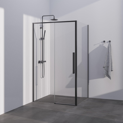 BRAUER Season cabine de douche - 120x80x200cm - porte coulissante - verre clair - réversible - revêtement en verre - Gunmetal SW1448708
