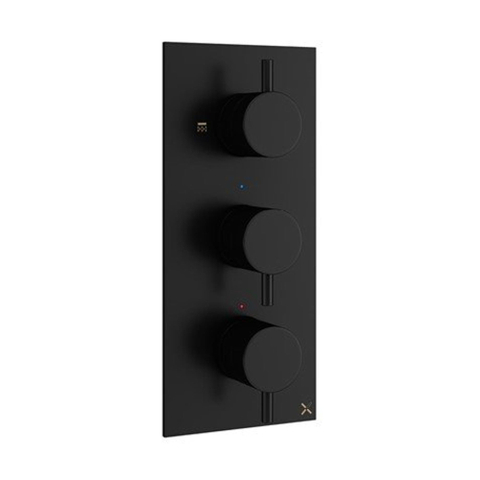 Crosswater MPRO mitigeur de douche thermostatique encastré vertical 2 robinets d'arrêt partie apparente noir mat SW385416