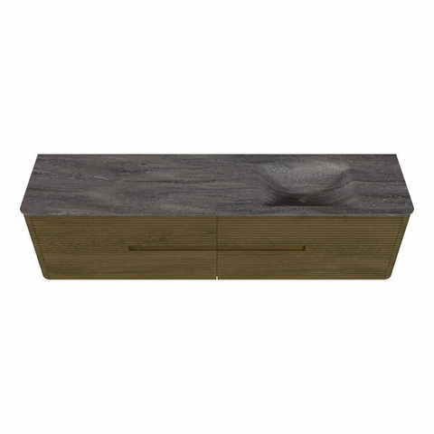 Mondiaz CIRO-DLUX Meuble de salle de bains - 190x45x50cm - Plan vasque solid surface Oza - 1 bassin à droite - sans trous de robinet - 4 tiroirs - Dusk SW1533316
