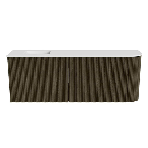 Mondiaz JOYA 111.6cm toiletmeubel - ronding rechts kleur Shadow - Wastafel FAYE positie Links 1 kraangat kleur Talc. SW1421457