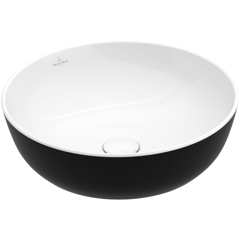 Villeroy & Boch Artis opzet wastafel - 43cm - zonder kraangat c plus - Coal Black (glans zwart) SW68817