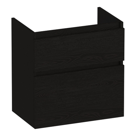 BRAUER Delight meuble sous-lavabo peu profond - 60x39x60cm - 2 tiroirs softclose - sans poignées - 1 découpe pour siphon - Timber Black SW1199479