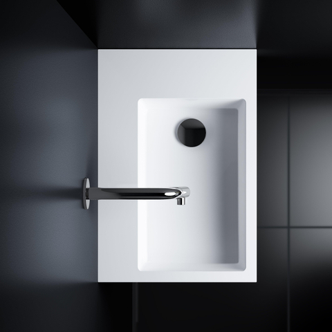 Clou Flush 2 Plus lave-mains 42,5x10,5cm trou de robinet pré-percé Aluite Blanc mat SW9385