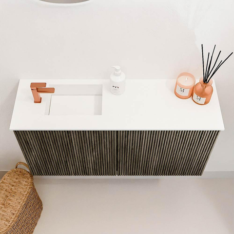 Mondiaz JOYA 80cm meuble de toilette - couleur Shadow - Vasque FAYE position Gauche 1 trou de robinet couleur Talc. SW1421427