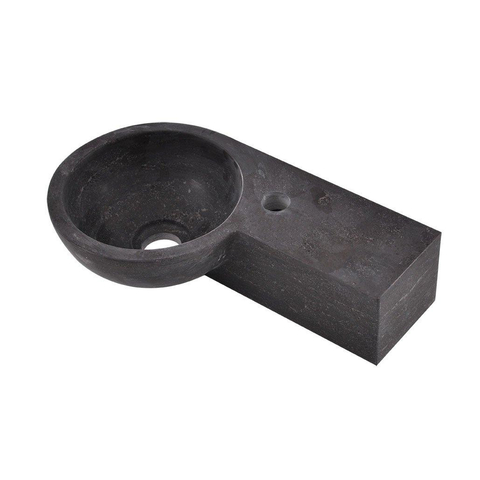 Wiesbaden B-stone fonteinset – rond – 40x23x10 cm – hardsteen zwart – kraangat rechts – mat zwarte kraan SW794631