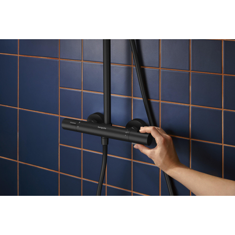 Hansgrohe Activera S ensemble de douche pluie apparent – thermostatique – douche de tête Ø 24 cm – douchette 2 jets – noir mat SW1388233