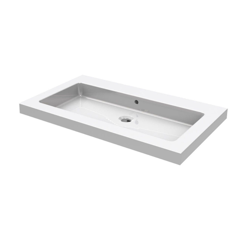 Wiesbaden Kera Wastafel enkel - zonder kraangat - 80x46x5cm - keramiek - glans wit SW106374