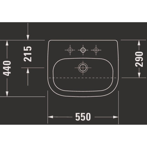Duravit D-code Halfinbouwwastafel - 55x44cm - met 1 kraangat - met overloop - wit 0315115