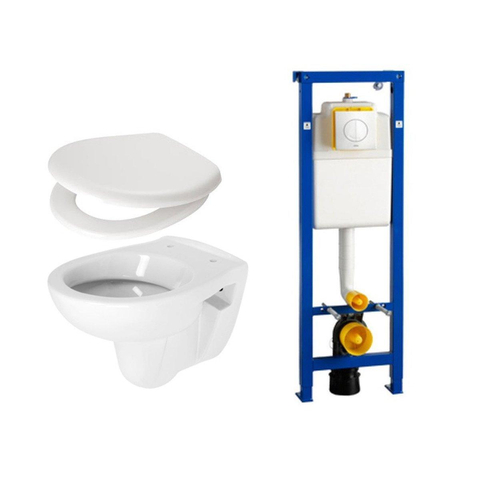 Plieger Compact ensemble de WC WC complet avec réservoir encastré, abattant et plaque de commande blanc SW28181