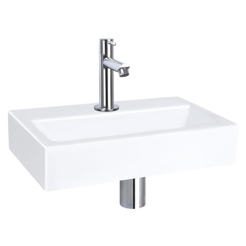 Differnz lavabo compact en céramique 38x7x24cm 1 trou de robinetterie blanc SW21912