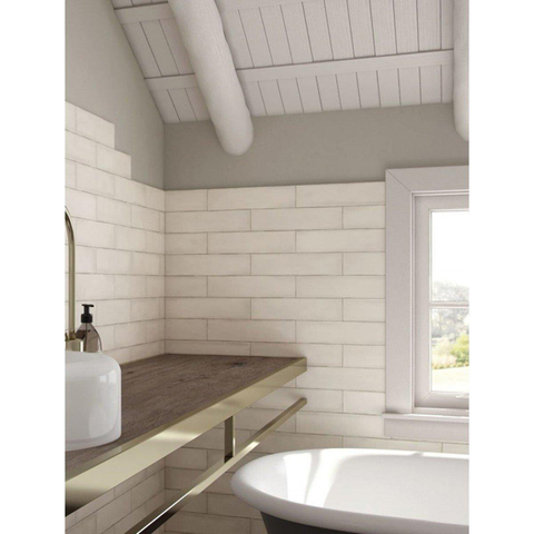 Terravito Pavero carreau mural - 7,5x30cm - 8,6mm - Rectangulaire - crème mat SW359853