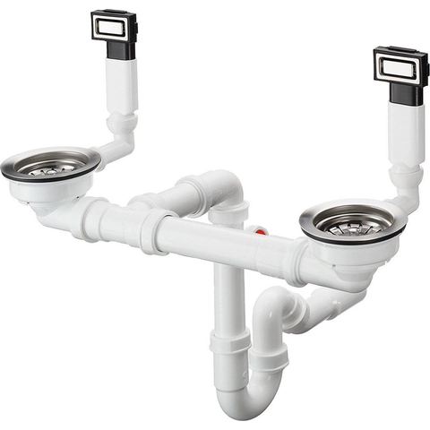 Hansgrohe D15-10 mechanische afvoerset voor dubbele waskom RVS-look SW1567264
