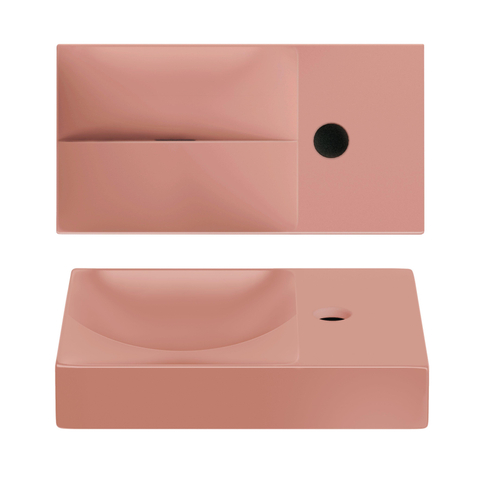 Clou Vale lave-mains - 38x19x7cm - rectangulaire - céramique - trou robinet droite - rose mat SW809545