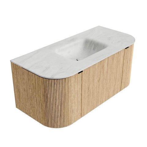 MONDIAZ KURVE-DLUX Meuble de salle de bains 100cm avec module 25 Len R couleur Chêne avec 1 tiroir et 2 portes. Lavabo GRUNNE central 1 trou de robinet couleur Opalo. SW1137530