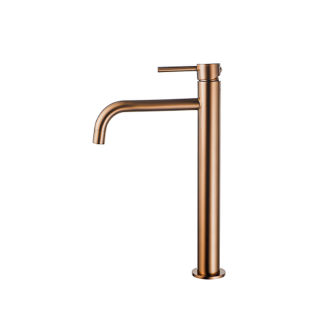 Fortifura Calvi Slim Wastafelkraan - 32cm - verhoogd - opbouw - PVD - geborsteld koper SW970030
