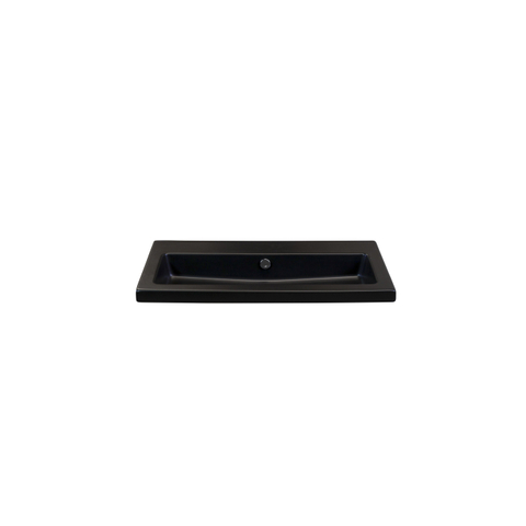 H&R Badmeubelen Djazz Wastafel - 81x45.5x4cm - 0 kraangaten - keramiek zwart mat SW235611