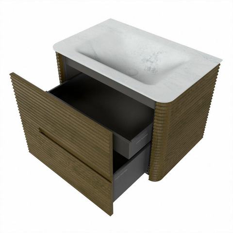 Mondiaz CIRO-DLUX Ensemble de meubles de salle de bains - 70x45x50cm - Plan vasque Solid surface Opalo - 1 vasque au milieu - 1 trou de robinet - 2 tiroirs - Dusk SW1532882