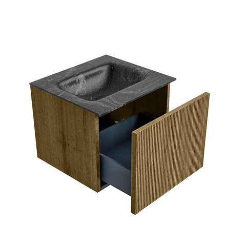Mondiaz KURVE-DLUX Badkamermeubelset - 50x46x40cm - 1 lade - wastafel solid surface - midden - zonder kraangat - Dusk SW1415217