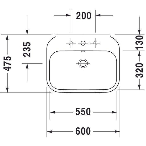 Duravit Happy D.2 Wastafel - 60x47.5 cm - met kraangat - met overloop - wit SW54254