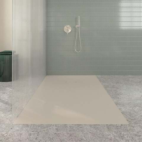 Villeroy & Boch Ecora douchebak - 160x100x4.5cm - afvoer korte zijde - almond (beige) SW1558893