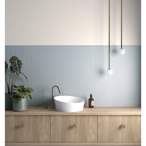 SAMPLE Terravito Nocino wandtegel - 6x18.6cm - Powder Blue mat (blauw) SW1221408