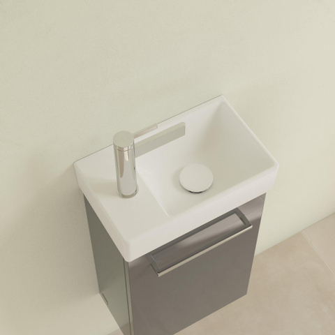Villeroy & Boch Avento fontein - 1 kraangat links - zonder overloop - 36x22cm CeramicPlus - Stone White (mat wit) SW445850