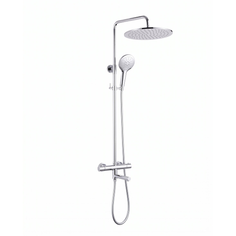 Fortifura Calvi Regendoucheset - thermostatisch - 30cm hoofddouche - gladde slang - ronde handdouche - draaibare baduitloop - chroom SW1592496