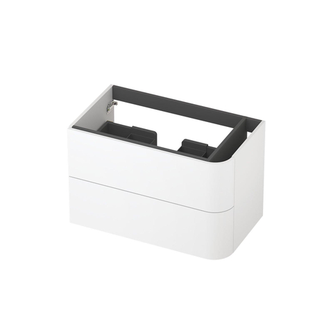 INK Concept R Wastafelonderkast - 80x45x52cm - 2 lades - opliggende grepen - afgeronde hoek rechts - MDF lak - mat wit SW1405662