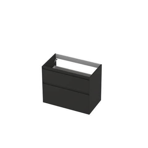 INK Wastafelonderkast - 80x45x65cm - 2 lades - greeploos - MDF lak - Antraciet mat SW693259