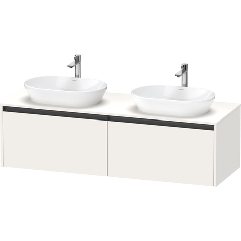 Duravit Ketho.2 Wastafelonderbouwkast - inclusief consoleplaat - met 2 laden - voor dubbele waskommen - 160x55x45.9cm - met handgrepen antraciet - wit supermat SW772729