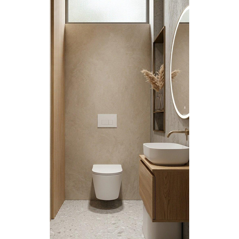 QeramiQ Dely Toiletset - 36.3x51.7cm - diepspoel - rimless - Geberit UP320 inbouwreservoir - met Burda frame - softclose toilet zitting - 35mm - glans witte bedieningsplaat - rechthoekige knoppen - glans wit SW1222070