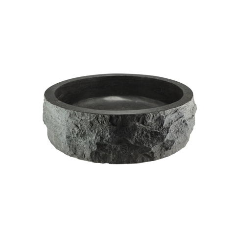 Wiesbaden B Vasque à poser 40x12cm ronde en pierre naturelle noir SW110884
