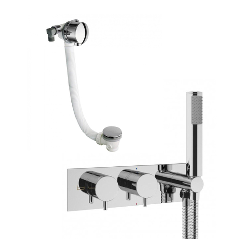 Crosswater MPRO Inbouwbadkraan - 27.5x12cm - thermostatisch - met handdoucheset - met badvulcombinatie - hoogglans chroom SW108532