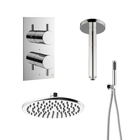 Crosswater MPRO Regendoucheset inbouw - 20cm hoofddouche - plafondarm - staafhanddouche - hoogglans chroom SW108636