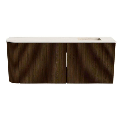 Mondiaz JOYA-DLUX 101.6cm toiletmeubel - ronding links kleur Walnut - Wastafel FAYE positie Rechts 1 kraangat kleur Meli. SW1424442
