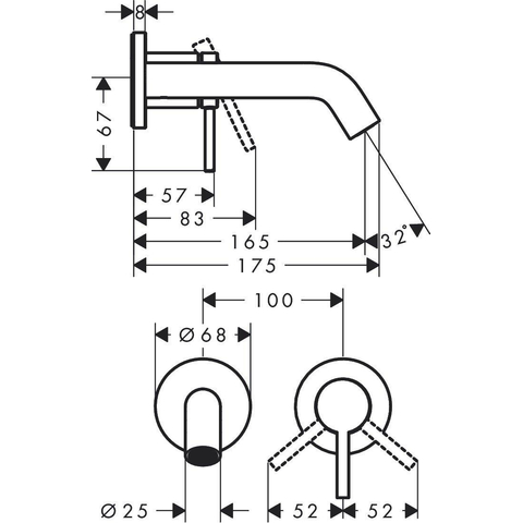 Hansgrohe Tecturis s Eengreeps wastafelkraan - inbouw - voor wandmontage - met uitloop 16 - 5 cm - geborsteld brons SW918699