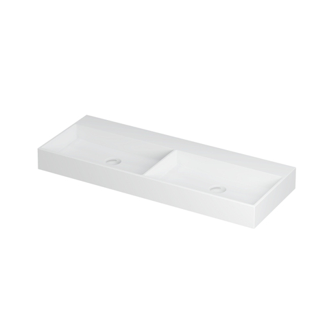 Ink United lavabo - 120x45x11cm - 2 vasques - sans trou de robinet - blanc mat SW207360