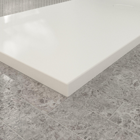 Villeroy & Boch Ecora douchebak - 170x90x4.5cm - afvoer korte zijde - stone white (wit) SW1559012