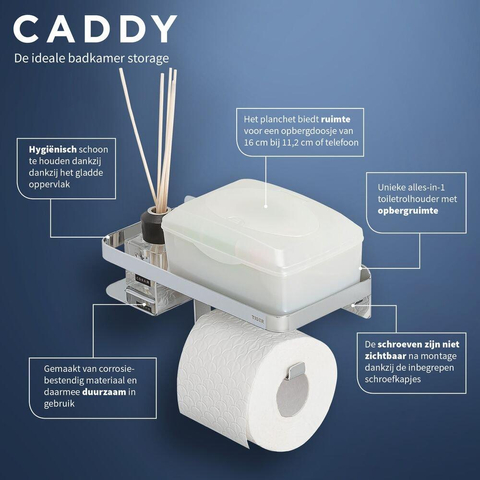 Tiger Caddy Toiletrolhouder met planchet Chroom SW877211