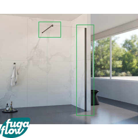 FugaFlow Eccelente Vetro profielset 200cm + stabilisatiestang 120cm Gunmetal - SW1125302
