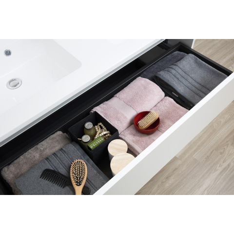 Go by Van Marcke ensemble de meubles de salle de bains - 60x65x45.5cm - 2 tiroirs - sans poignée - 1 lavabo blanc mat - 1 trou de robinet - avec miroir - MDF standard white SW911027