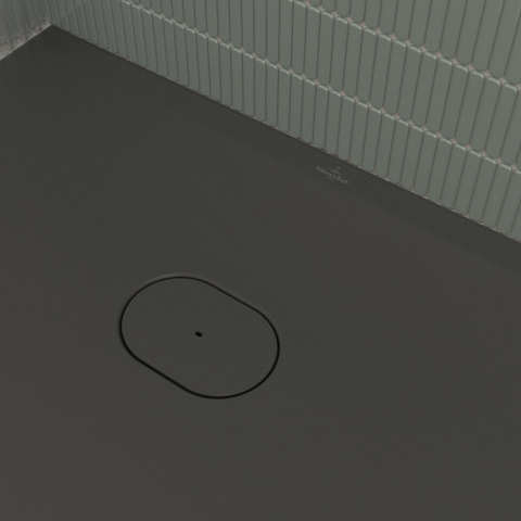 Villeroy & Boch Ecora douchebak - 150x100x3.5cm - afvoer korte zijde - anthracite (antraciet) SW1558870