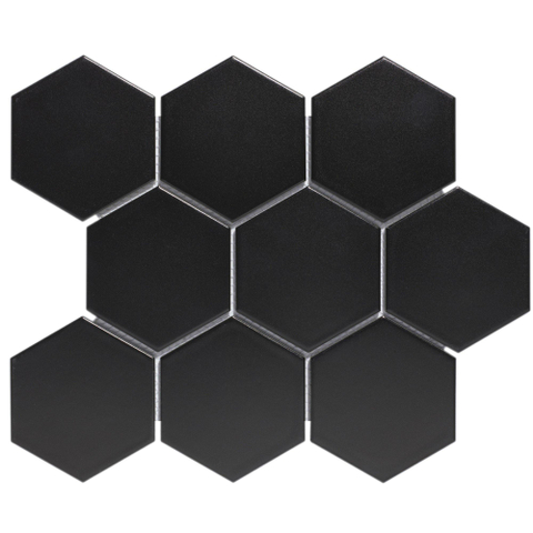 The Mosaic Factory Barcelona mozaïektegel - 25x29cm - 6.5mm - hexagon - mat black (zwart) SW157763