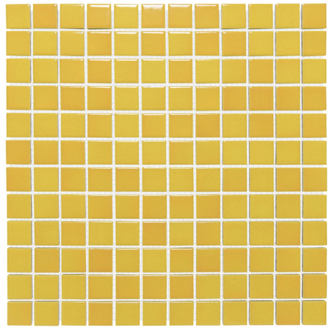 The Mosaic Factory Barcelona carrelage mosaïque - 30x30cm - carrelage mural - Carré - Porcelaine Flammé Jaune Brillant SW157191