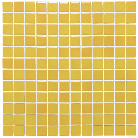 The Mosaic Factory Barcelona mozaïektegel - 30x30cm - wandtegel - Vierkant - Porselein Flamed Yellow Glans SW157191