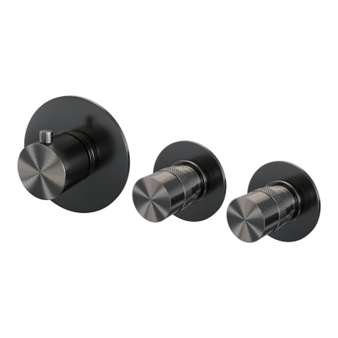 Brauer Gunmetal Edition Mitigeur douche thermostatique avec 2 robinets d'arrêt et partie encastrable Gunmetal brossé SW715982