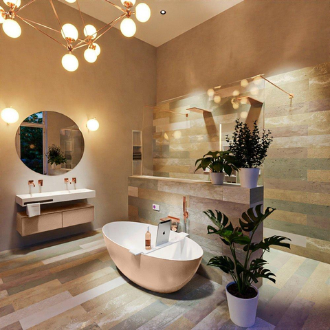 MONDIAZ ROCK Baignoire îlot - 170x70cm - couleur Plata / Talc SW1015106