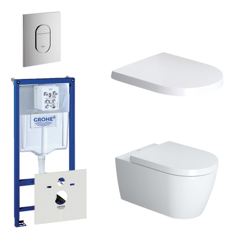 Duravit Starck Me Toiletset - inbouwreservoir - diepspoel - wandcloset - softclose - bedieningsplaat verticaal - chroom SW158525